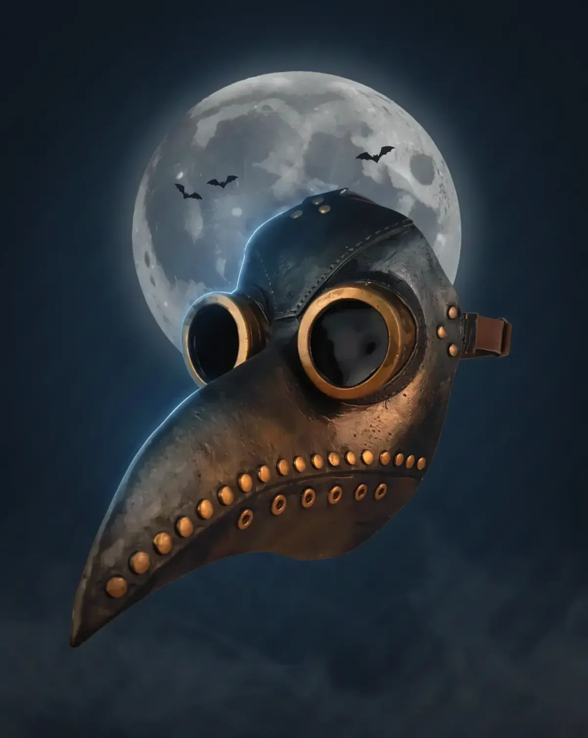 Masque de médecin de la peste, noir et laiton